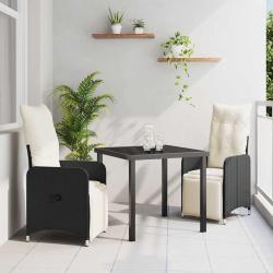 Ensemble de salle &agrave; manger pour jardin 3 pcs Noir polyrotin