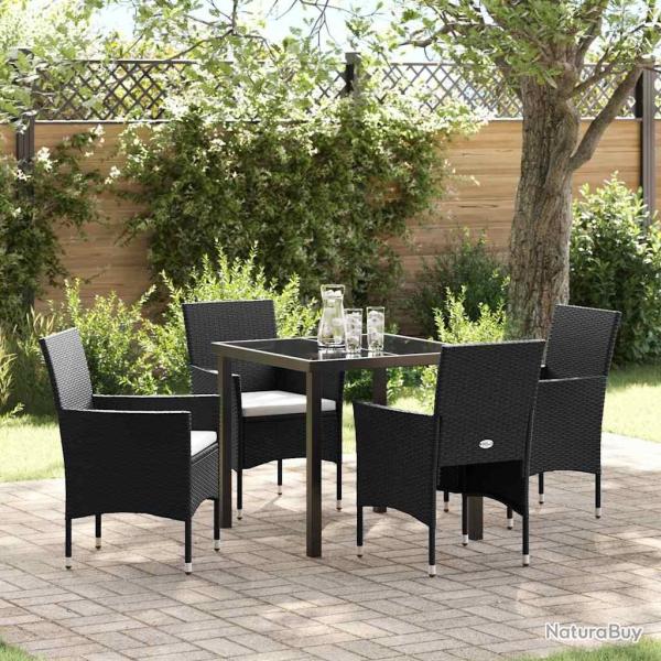 Ensemble de salle � manger pour jardin 5 pcs Noir polyrotin