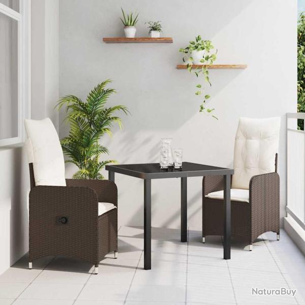 Ensemble de salle � manger pour jardin 3 pcs Marron polyrotin
