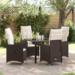 Ensemble de salle &agrave; manger pour jardin 5 pcs Marron polyrotin