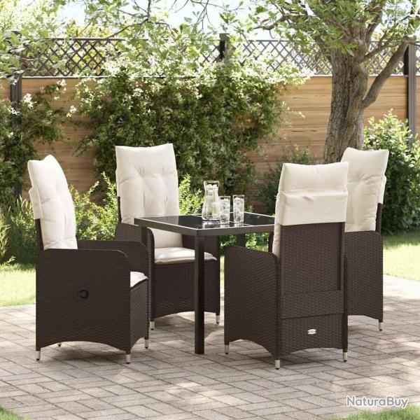 Ensemble de salle � manger pour jardin 5 pcs Marron polyrotin