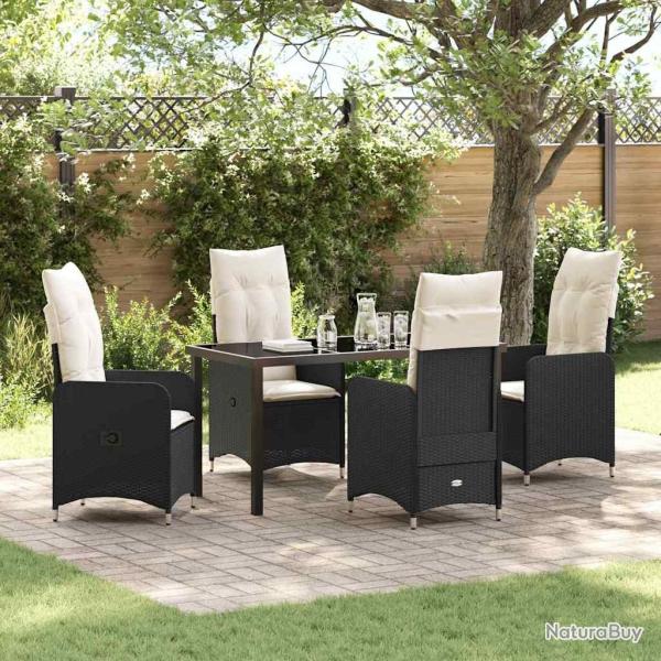 Ensemble de salle � manger pour jardin 5 pcs Noir polyrotin