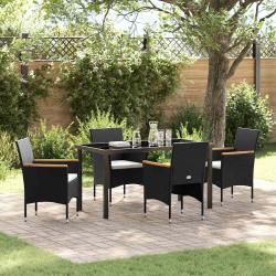 Ensemble de salle &agrave; manger pour jardin 5 pcs Noir polyrotin