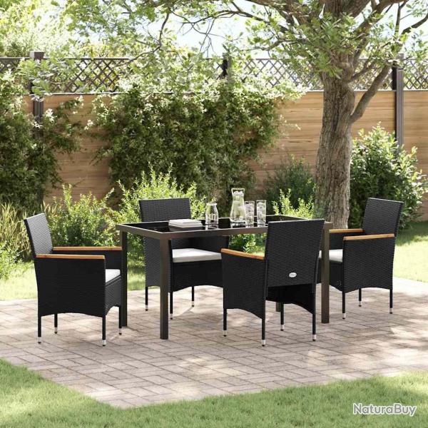 Ensemble de salle � manger pour jardin 5 pcs Noir polyrotin