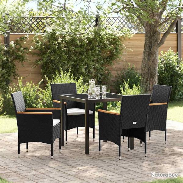 Ensemble de salle � manger pour jardin 5 pcs Noir polyrotin