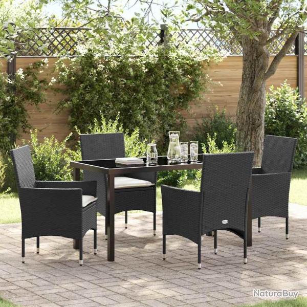 Ensemble de salle � manger pour jardin 5 pcs Noir polyrotin