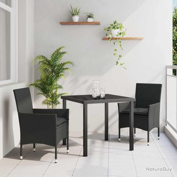 Ensemble de salle � manger pour jardin 3 pcs Noir polyrotin