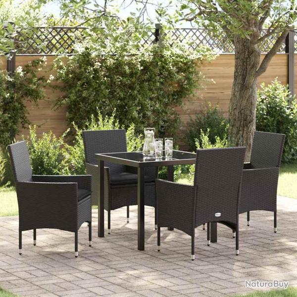 Ensemble de salle � manger pour jardin 5 pcs Noir polyrotin