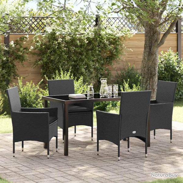 Ensemble de salle � manger pour jardin 5 pcs Noir polyrotin