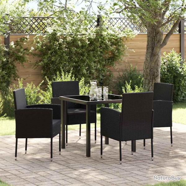 Ensemble de salle � manger pour jardin 5 pcs Noir polyrotin