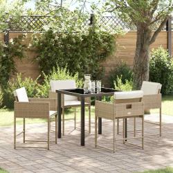 Ensemble de salle &agrave; manger pour jardin 5 pcs Beige polyrotin