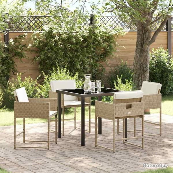 Ensemble de salle � manger pour jardin 5 pcs Beige polyrotin