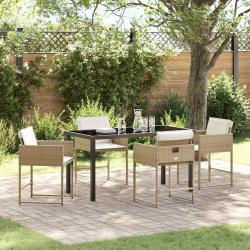 Ensemble de salle &agrave; manger pour jardin 5 pcs Beige polyrotin
