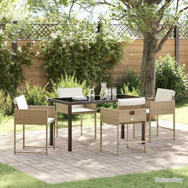 Ensemble de salle � manger pour jardin 5 pcs Beige polyrotin