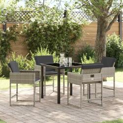 Ensemble de salle &agrave; manger pour jardin 5 pcs Gris clair