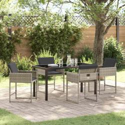 Ensemble de salle &agrave; manger pour jardin 5 pcs Gris clair