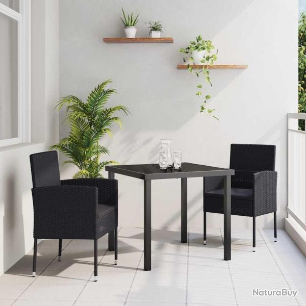 Ensemble de salle � manger pour jardin 3 pcs Noir polyrotin
