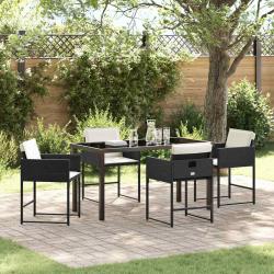 Ensemble de salle &agrave; manger pour jardin 5 pcs Noir polyrotin
