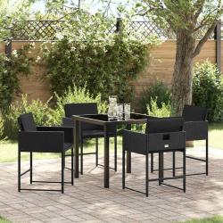 Ensemble de salle &agrave; manger pour jardin 5 pcs Noir polyrotin