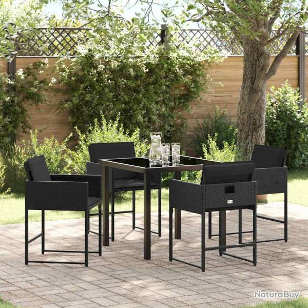 Ensemble de salle � manger pour jardin 5 pcs Noir polyrotin