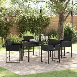 Ensemble de salle &agrave; manger pour jardin 5 pcs Noir polyrotin
