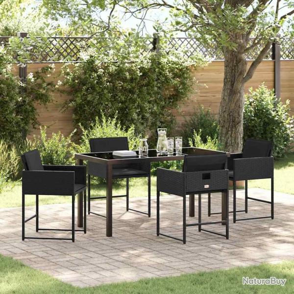 Ensemble de salle � manger pour jardin 5 pcs Noir polyrotin