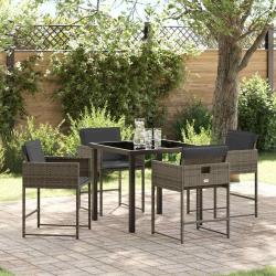Ensemble de salle &agrave; manger pour jardin 5 pcs Gris polyrotin