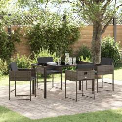 Ensemble de salle &agrave; manger pour jardin 5 pcs Gris polyrotin