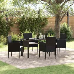 Ensemble de salle &agrave; manger pour jardin 5 pcs Noir polyrotin