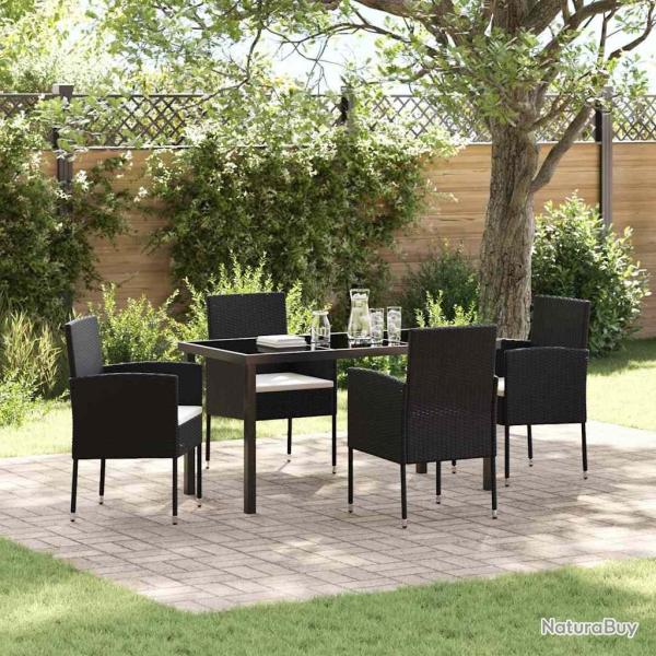 Ensemble de salle � manger pour jardin 5 pcs Noir polyrotin