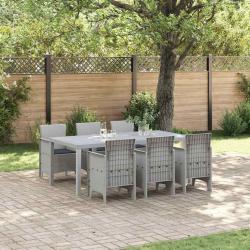 Ensemble de salle &agrave; manger pour jardin 7 pcs Gris clair