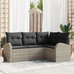 Ensemble de canap&eacute; de jardin 4 pcs Gris clair polyrotin