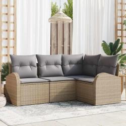 Ensemble de canap&eacute; de jardin 4 pcs Beige et Gris clair