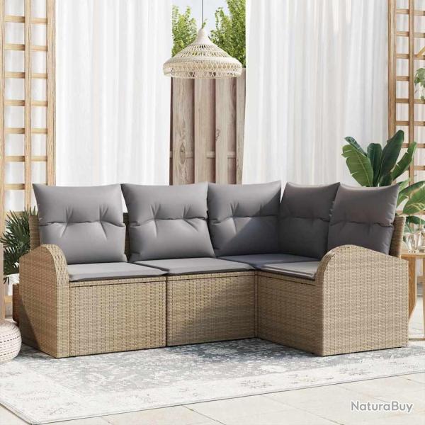 Ensemble de canap� de jardin 4 pcs Beige et Gris clair