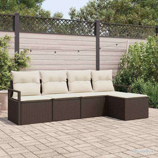 Ensemble de Canap�s 5 pcs Marron et Cr�me polyrotin
