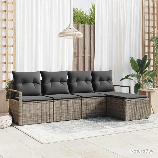 Ensemble de Canap�s avec coussin 5 pcs Gris polyrotin