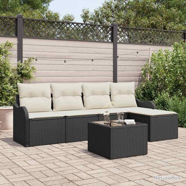 Ensemble de canap� de jardin 6 pcs Marron polyrotin