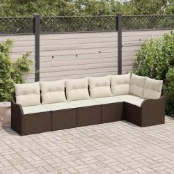 Ensemble de canap&eacute; de jardin 6 pcs Marron polyrotin