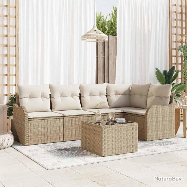 Ensemble de canap� de jardin 6 pcs Beige polyrotin