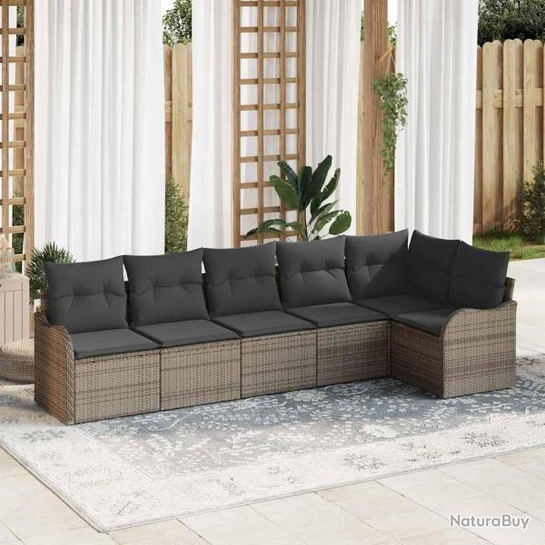 Ensemble de canap� de jardin avec stockage 6 pcs Gris polyrotin