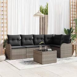Ensemble de canap&eacute; de jardin avec stockage 6 pcs Gris polyrotin