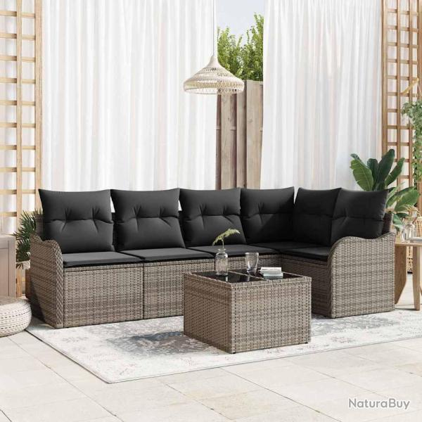Ensemble de canap� de jardin avec stockage 6 pcs Gris polyrotin