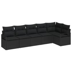 Ensemble de canap&eacute; de jardin avec coussin 6 pcs Noir polyrotin