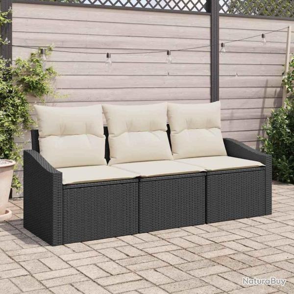 Ensemble de canap� de jardin 3 pcs Noir et Blanc polyrotin