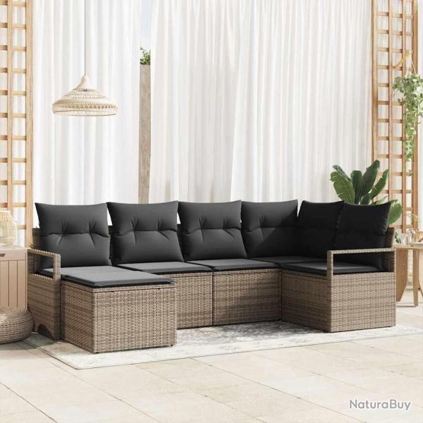 Ensemble de Canap�s avec coussin 6 pcs Gris polyrotin