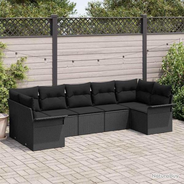 Ensemble de canap� de jardin 7 pcs Noir Poly rotin