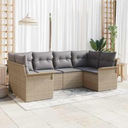 Ensemble de canap&eacute; de jardin 6 pcs Beige Poly rotin