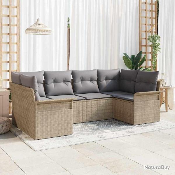 Ensemble de canap� de jardin 6 pcs Beige Poly rotin