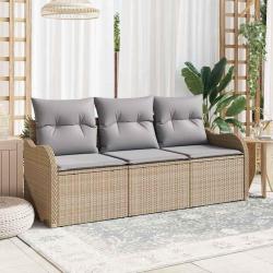 Ensemble de canap&eacute; de jardin 3 pcs Beige Poly rotin