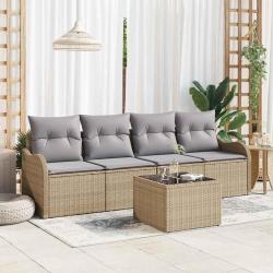 Ensemble de canap&eacute; de jardin avec coussin 5 pcs Beige et gris